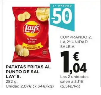 Hipercor Lay's Patatas Fritas Al Punto De Sal 282 g oferta