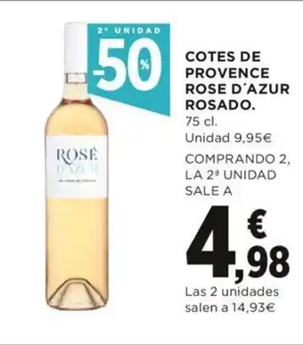 Hipercor Cotes Provence Rose D' Azur Rosado 75 cl oferta