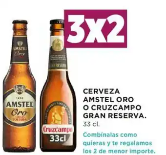 Hipercor Cerveza Amstel Oro O Cruzcampo Gran Reserva 33 cl oferta