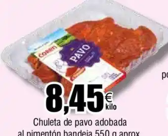 Froiz Chuleta de pavo adobada al pimentón bandeja 550 g aprox. oferta