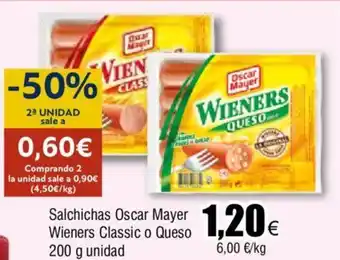FROIZ Salchichas Oscar Mayer Wieners Classic o Queso 200 g unidad oferta