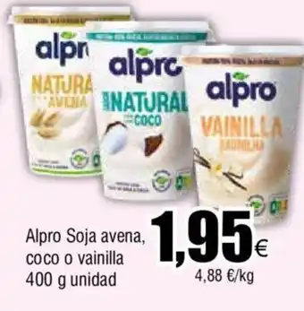 FROIZ Alpro Soja avena, coco o vainilla 400 g unidad oferta