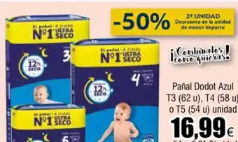 FROIZ Pañal Dodot Azul T3 (62 u), T4 (58 u) o T5 (54 u) unidad oferta