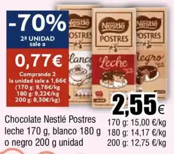 Froiz Chocolate Nestlé Postres leche 170 g, blanco 180 g o negro 200 g unidad oferta