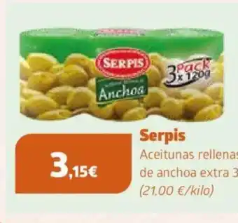 FROIZ Serpis Aceitunas rellenas de anchoa extra 3x50 g (21,00 €/kilo) oferta