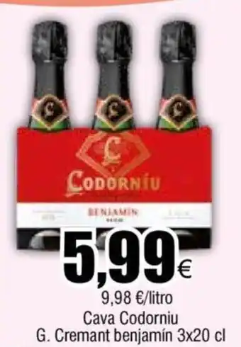 FROIZ Cava Codorniu G. Cremant benjamín 3x20 cl oferta