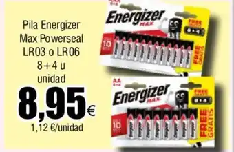 Froiz Pila Energizer Max Powerseal LR03 o LR06 8+4u unidad oferta