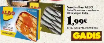 Gadis Sardinillas ALBO Salsa Picantona o en Aceite Oliva Virgen Extra oferta