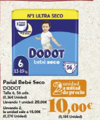 Gadis Pañal Bebe Seco DODOT Talla 6, 56 uds oferta