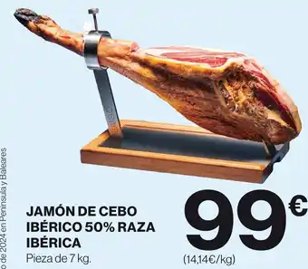 Hipercor JAMÓN DE CEBO IBÉRICO 50% RAZA IBÉRICA oferta