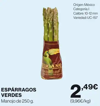 Hipercor ESPÁRRAGOS VERDES Manojo de 250 g. oferta