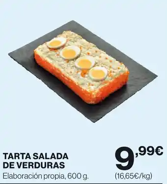 Hipercor TARTA SALADA DE VERDURAS Elaboración propia, 600 g. oferta