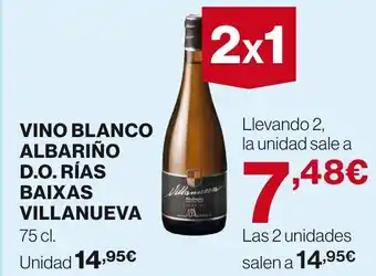Hipercor VINO BLANCO ALBARIÑO D.O. RÍAS BAIXAS VILLANUEVA oferta