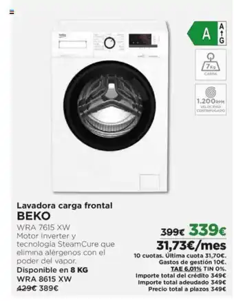 El Corte Inglés Lavadora carga frontal BEKO oferta