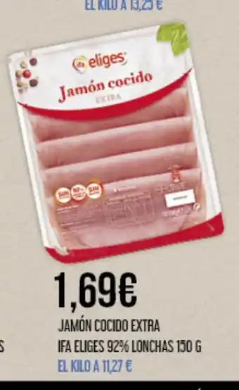 Claudio JAMÓN COCIDO EXTRA IFA ELIGES 92% LONCHAS 150 G oferta