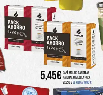 Claudio CAFÉ MOLIDO CANDELAS NATURAL O MEZCLA PACK 2X250 G EL KILO A 10,90 € oferta