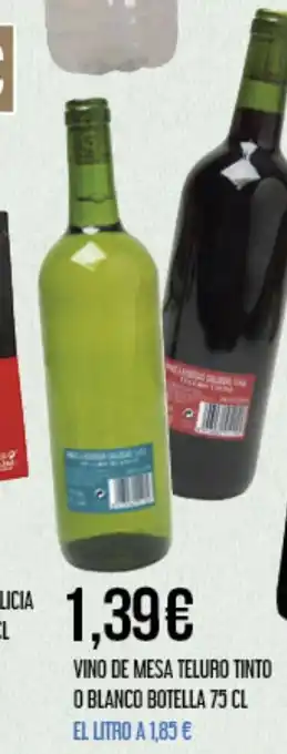 Claudio VINO DE MESA TELURO TINTO O BLANCO BOTELLA 75 CL oferta