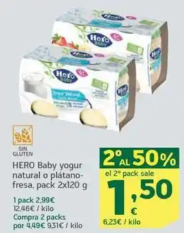 HiperDino Hero - baby yogur natural o plátano fresa oferta