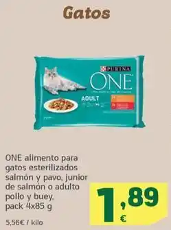 HiperDino Purina one - alimento para gatos esterilizados salmon y pavo oferta