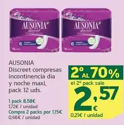 HiperDino Ausonia - discreet compresas incontinencia dia y noche maxi oferta