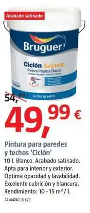 Bauhaus Bruguer - pintura para paredes y techos 'ciclón' oferta