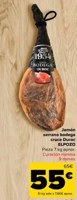 Carrefour Elpozo - jamón serrano bodega cruce duroc oferta