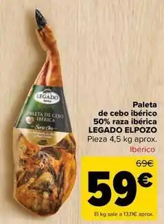 Carrefour Legado elpozo - paleta de cebo ibérico 50% raza ibérica oferta