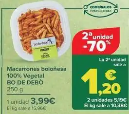 Carrefour Bo de debò - macarrones boloñesa 100% vegetal oferta