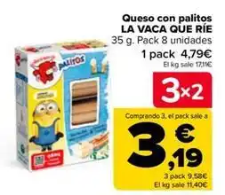 Carrefour La vaca que ríe - queso con palitos oferta
