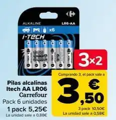 Carrefour Carrefour - pilas alcalinas itech aa lr06 oferta