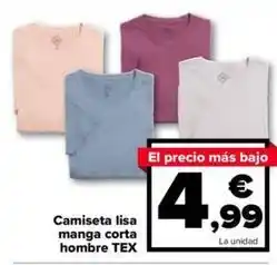 Carrefour Tex - camiseta lisa manga corta hombre oferta