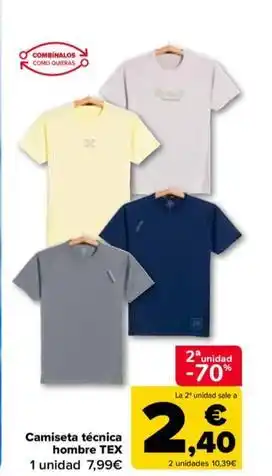 Carrefour Tex - camiseta técnica hombre oferta