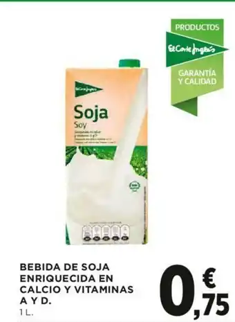 Hipercor Bebida De Soja Enriquecida En Calcio Y Vitaminas A Y D. 1 L oferta