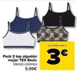 Carrefour Tex - pack 2 top algodón mujer basic oferta