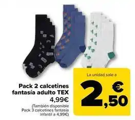 Carrefour Tex - pack 2 calcetines fantasía adulto tex oferta