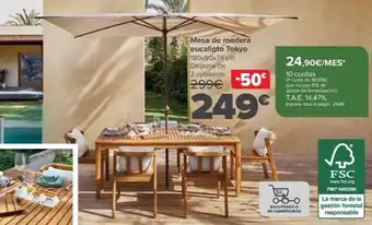 Carrefour Mesa de madera eucalipto tokyo oferta