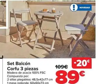 Carrefour Set balcon corfu 3 piezas oferta