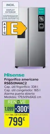 Carrefour Hisense - frigorífico americano rs650n4ac2 oferta