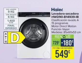 Carrefour Haier - lavadora-secadora hwd90-b14939-ib oferta