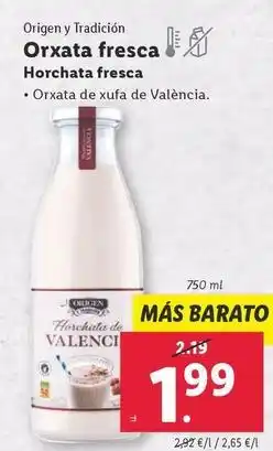 Lidl Origen - horchata fresca oferta