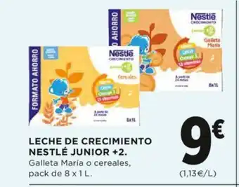 Hipercor Leche De Crecimiento Nestlé Junior + 2 Galleta Maria o cereales pack de 8 x 1 L oferta