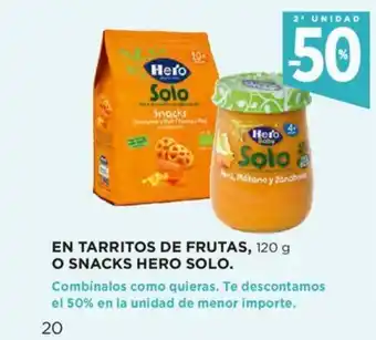 Hipercor En Tarritos De Frutas, 120g O Snacks Hero Solo oferta