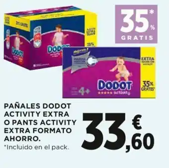 Hipercor Pañales Dodot Activitiy Extra O Pants Activity Extra Formato Ahorro. oferta