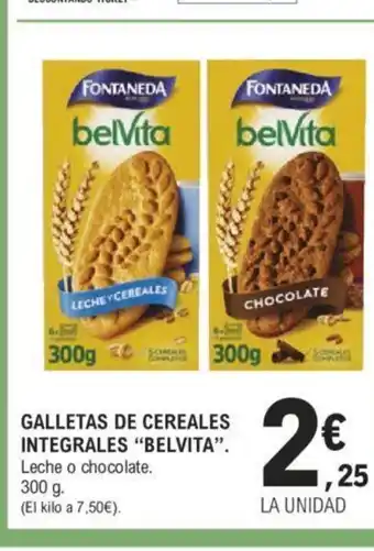 E.Leclerc GALLETAS DE CEREALES INTEGRALES "BELVITA". oferta