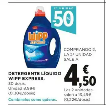 Hipercor Wipp Detergente Líquido Express 30 dosis oferta