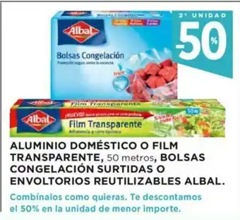 Hipercor Aluminio Doméstico O Film Transparente, 50 metros, Bolsas Congelación Surtidas O Envoltorios Reutilizables Albal oferta