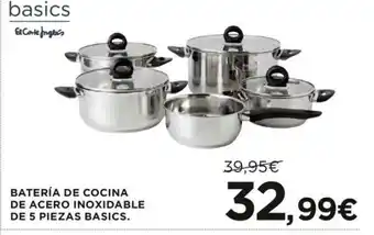 Hipercor Basics Batería De Cocina De Acero Inoxidable De 5 Piezas oferta