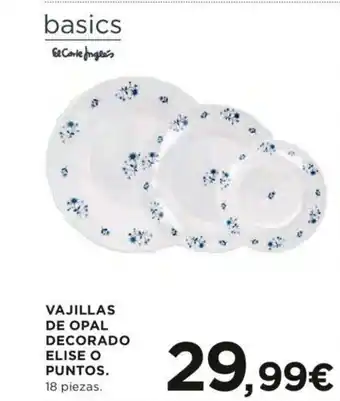 Hipercor basics Vajillas De Opal Decorado Elise O Puntos 18 piezas oferta