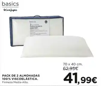 Hipercor basics Pack De 2 Almohadas 100% Viscoelástica oferta