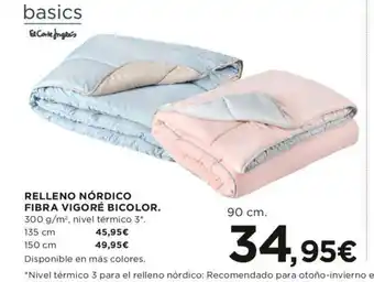 Hipercor basics Relleno Nórdico Fibra Vigoré Bicolor 90cm oferta